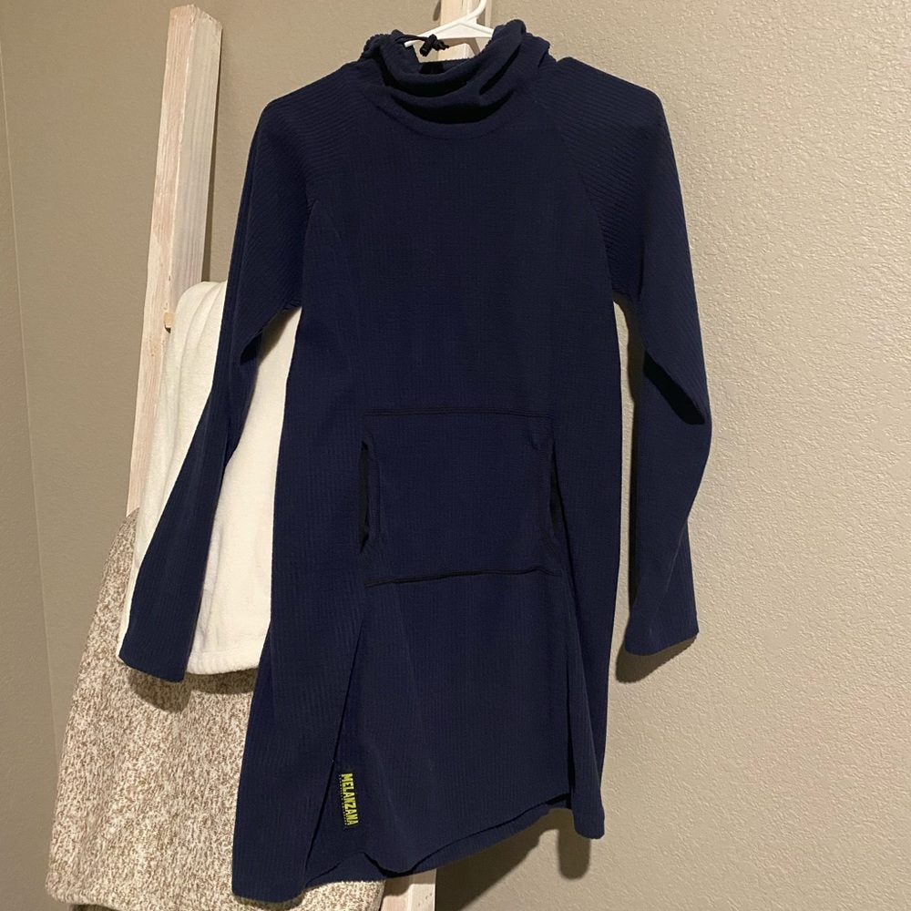 Melanzana Navy Ribbed Long-Sleeve Tunic Dress